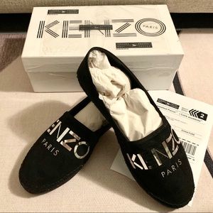 New Authentic Kenzo Black Suede Logo Espadrilles